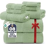 Utopia Towels 8 Piece Premium Towel Set, 2 Bath, 2 Hand, and 4 Washcloths, 100% Ring Spun Cotton, Highly Absorbent Towels for Bathroom, Sports, and Hotel, Sage Green