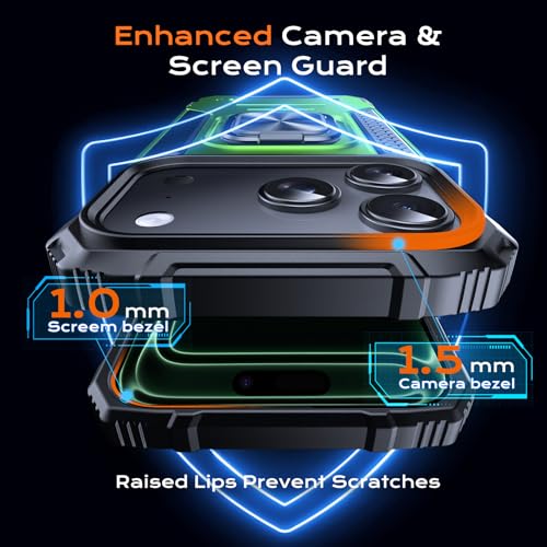 Image of Anqrp Heavy Duty Case for iPhone 17 Pro Case with Enhanced Ring Holder Grip Stand, Military Grade Shockproof Rugged Drop Protective Silicone Hard Slim iPhone 17 Pro Phone Case Cover,Spring Grass