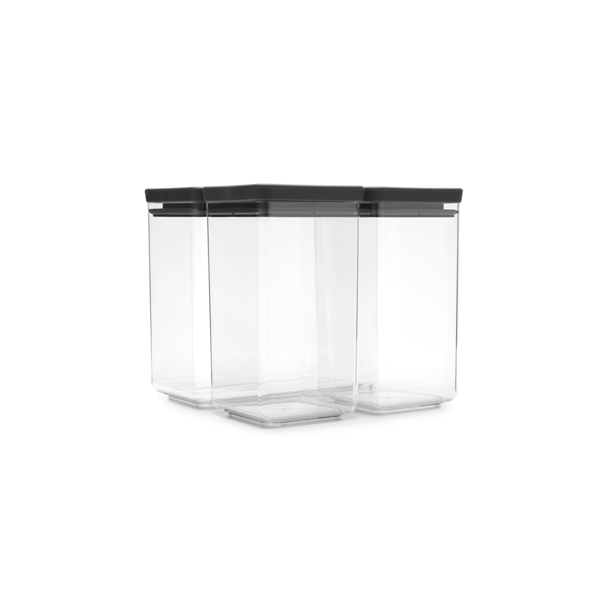 Brabantia Dark Grey Stackable Canister, Set Of 3, 2X1,6 Litre And 1X3,5 Litre,