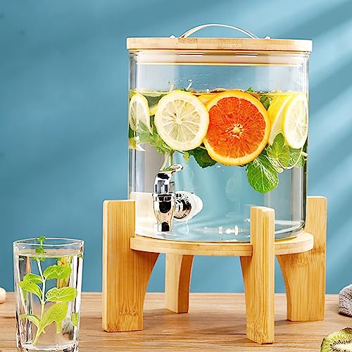 BTZHY Drink Dispenser, 1.5L/2.5L/5L/7.5L/10L Drink Dispenser, Glass Jar Beverage Dispenser with ABS Tap, Fridge Water Dispenser with Lid and Stand, Beverage Dispenser for Party Daily (A 5L)