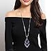 GexoOmgo Solid Long Chain Necklace for Women Created Crystal Sweater Triple Stack Pendant Necklace-Blue Fashion Jewelry