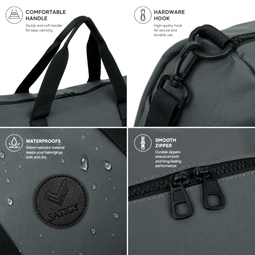 Image of Storite Travel Duffel Bag with Shoe Compartment-Grey, 44x27x21 Cm