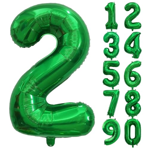 Image of Number Balloons Green Party Balloon - Giant Number 2 Balloon, 40 Inch Large Balloon for St. Patrick's Day Games Theme Birthday Decoration, Girls Boys Party Supplies