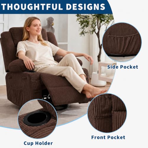 Image of Rocking Recliner Chair for Adults 360 Swivel Manual Recliner