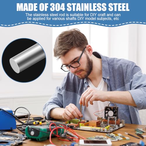 AOOSU Edelstahlstäbe, 4 Stück Edelstahl Rundstäbe 4mm x 300mm Rundstab 304 Edelstahl Rundstangen Metallstange Stabstahl Solide Vollrundstab Rundstahl für DIY Handwerk Modellauto Flugzeug
