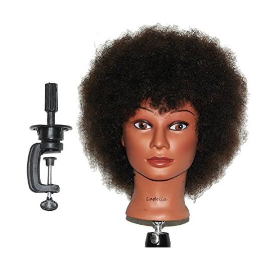 Ladella Beauty Cosmetology Mannequin Afro Head 100% Human Hair Ethnic Hairdresser Training Head Manikin Doll Head - KEIRA + CLAMP