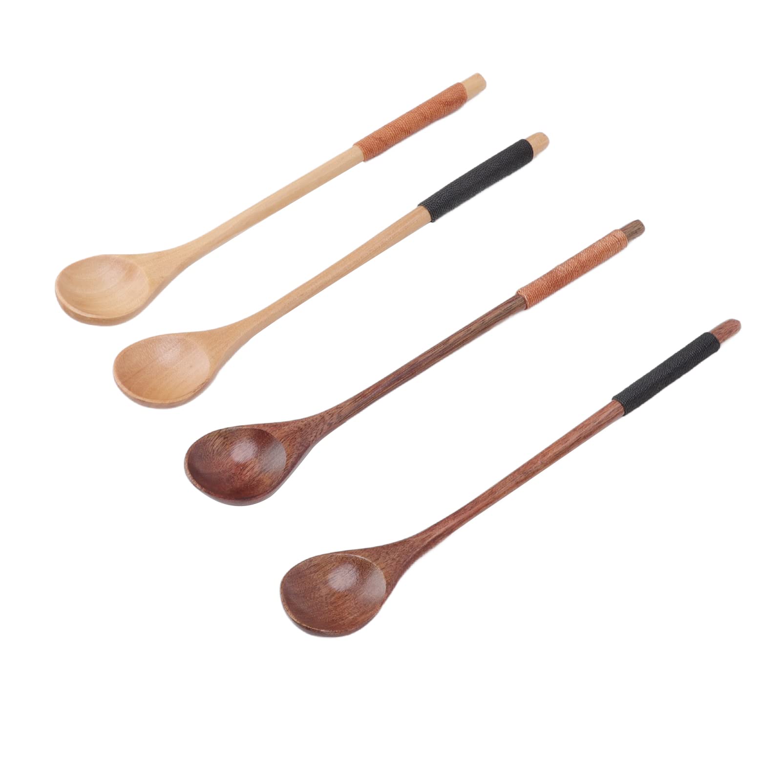 Honey Spoon, Coffee Spoons 4Pcs Wooden Long Handle Lacquered Wood Light Weight Wooden Spoons For Honey For Honey Stirring Baking Mixing Serving