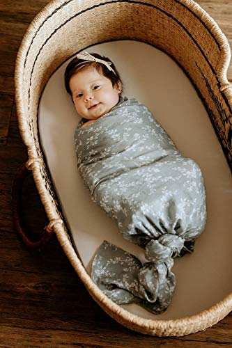 Image of Mini Wander Swaddles for Newborns Muslin Swaddle Blankets - Breathable Soft Receiving Blanket Baby Essentials | 47 x 47 Cotton - Bloom (Blue)