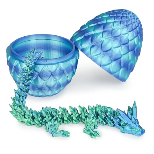 Überraschungs-Drachenei mit Drache im Inneren Geschenke für Kinder und Erwachsene 3D-gedrucktes Fidget-Spielzeug perfekt für Weihnachten Ostern Geburtstage Deko Stressabbau(Meeresblau, Mittel)