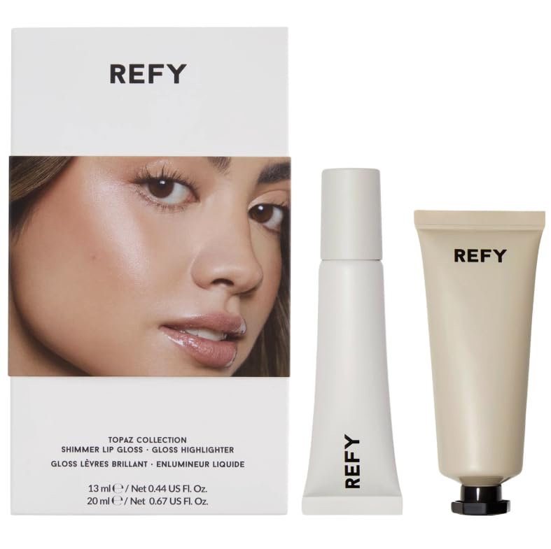R.E.F.Y Topaz Collection Shimmer Lip Gloss & Liquid Highlighter Set & Complimentary Sheet Masque LIMITED EDITION