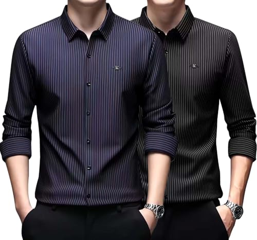 Image of Lymio Men Shirt || Striped Shirt for Man || Full Sleeve|| Premimum Casual Style (Royal)