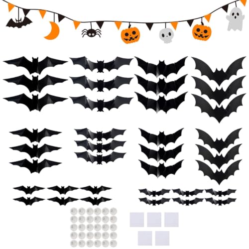Chauves-souris 3D noires LED pour une déco d'Halloween effrayante - 2