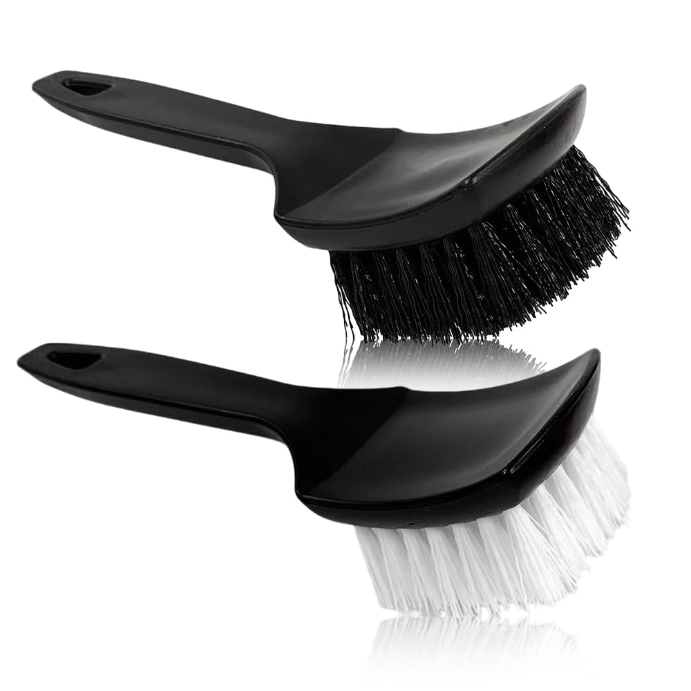 洗車ブラシ タイヤ掃除 隙間掃除 ホイール用 ホイール 洗車道具 洗車用品 傷のない 多用途 ホイールブラシ タイヤ洗浄ぶらし クリーニングツール 柔らかい毛 ラクラク洗浄 ブラック カータイヤぶらし タイヤBRUSH洗浄工具用 毛BRUSH バイクや部屋の掃除等も使用可能 2本セット 21センチ 黒と白 ナイロン制