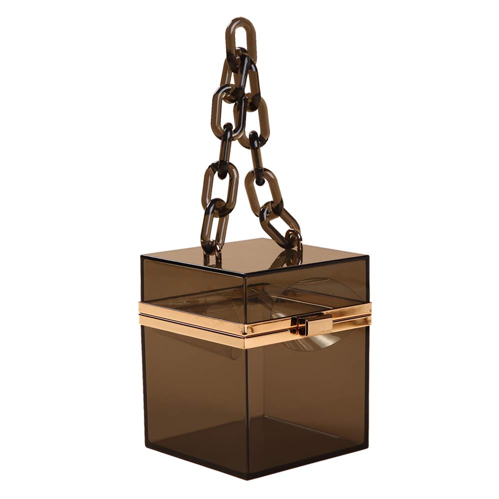 WJCD Cute Clear Acrylic Plastic Neon Hard Frame Party Clutch Purse with Gold Chain Strap