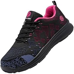 Calzado De Seguridad Femenino LARNMERN Zapatos de Seguridad para Hombre Mujer Anti-Piercing Punta de Acero Zapatillas de Seguridad Cómodo Ligero Transpirable Calzado de Seguridad(Morado,38EU)