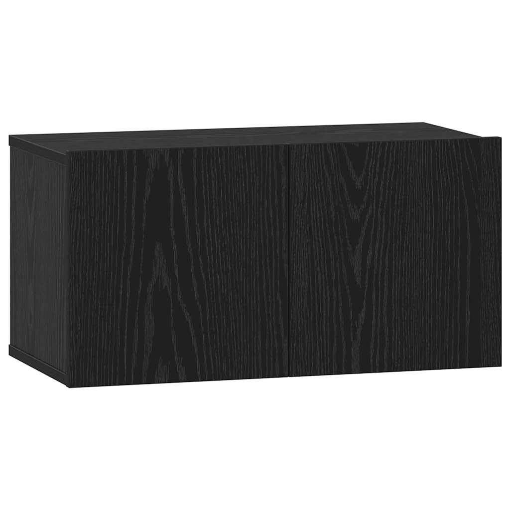 Zestaw mebli pod telewizor Ściana, dąb, czarny, 8 półek, 60 x 30 x
