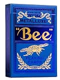 Bee MetalLuxe Playing Cards - Blue Foil Diamond Back, Standard Index