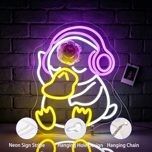 Image of Neon Sign - Duck LED Neon Signs for Wall Decor, Cute Animal Light Up Led Sign for Bedroom, Party, Bar, Game Room & Home Room Decor