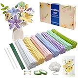 YYUENG TAK 350 Stück Pfeifenreiniger Blumen set(Macarons),Geschenkbox enth Anweisungen,2 Chenille Wolle zum pfeifenputzer Blumen,20 Blumendraht,100 Staubblatt,2 Klebeband,für Blumen Basteln,Diy & Deko