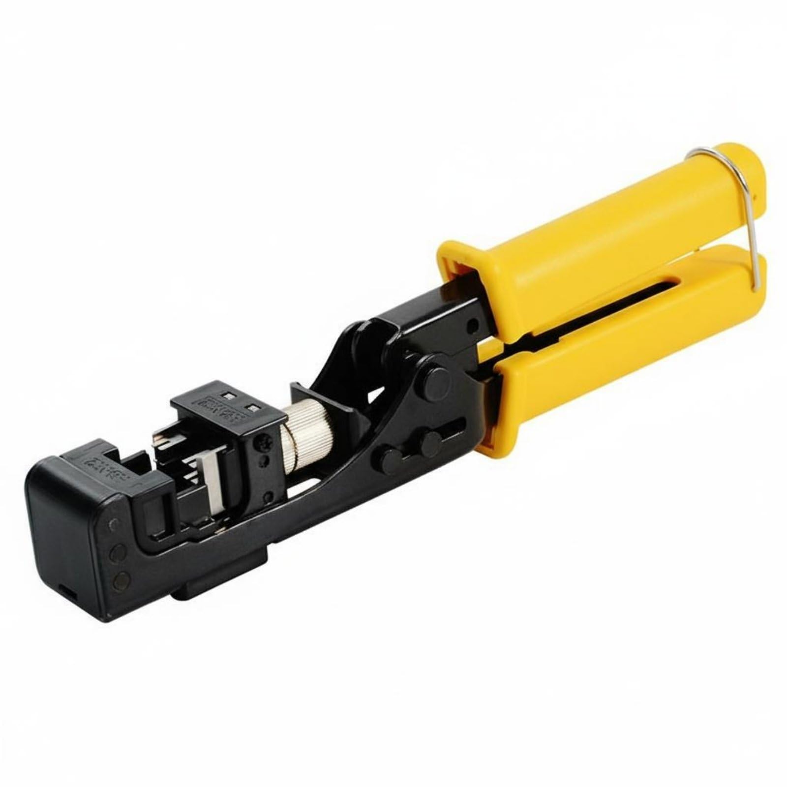 Crimpadora de Red Herramienta de Engaste Alicate de Terminales Diseño Ergonómico con Mango de PVC y Corte Suave Compatible con Módulos Adecuada para, Amarillo