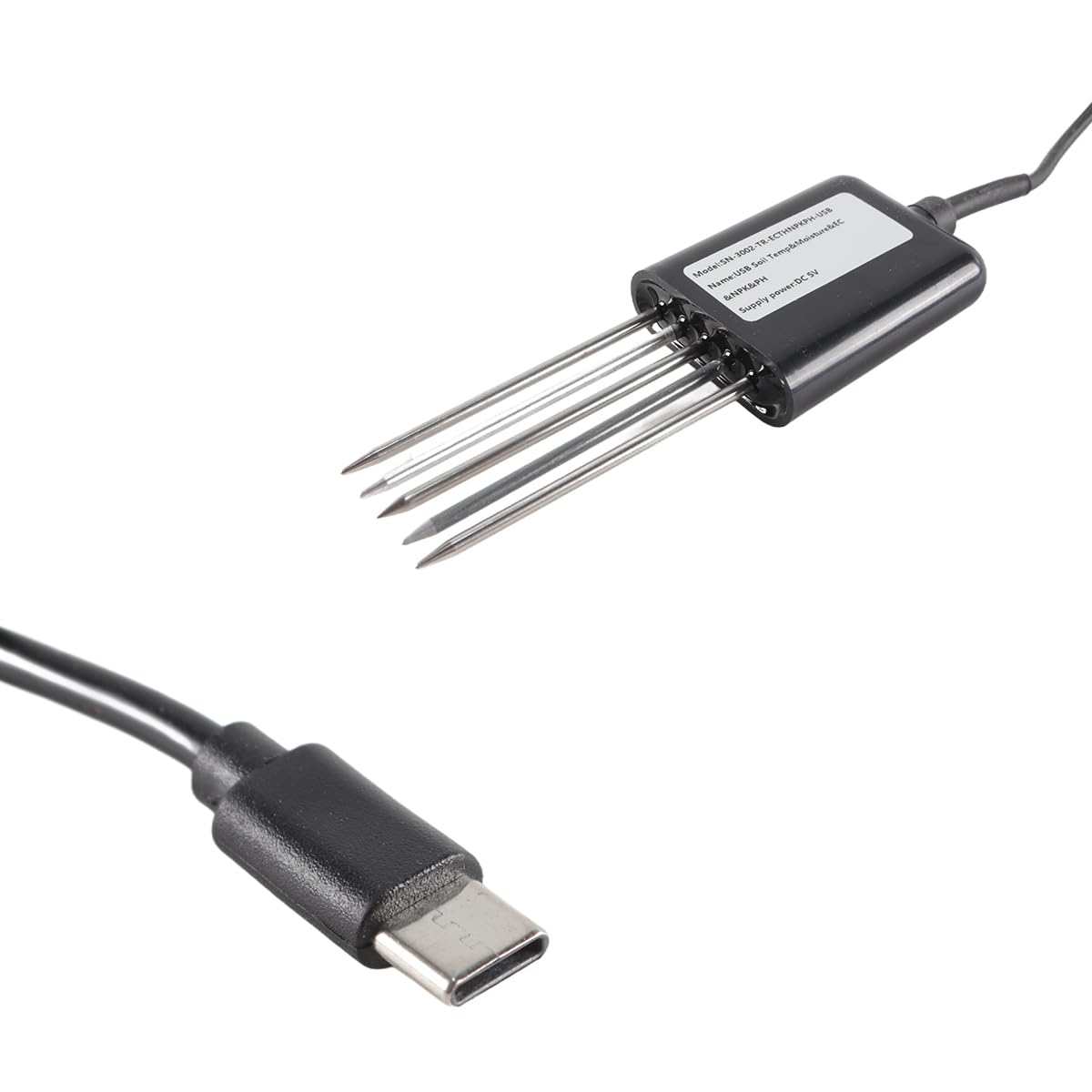 Ausi Sensor de suelo USB 7 en 1 con funciones de medición de pH, temperatura, humedad y nutrientes (solo disponible para Android)
