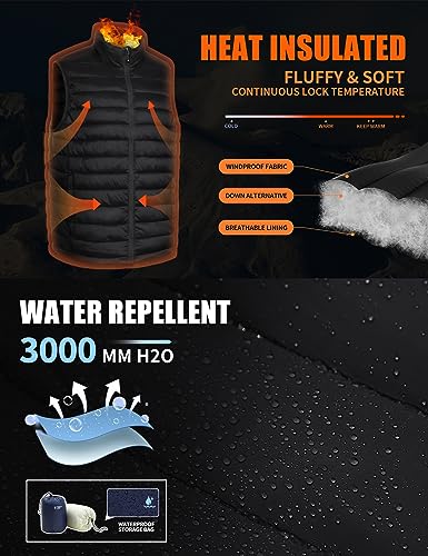 Pioneer Camp Men's Lightweight Puffer Vest Packable Water-Repellent Warm Quilted Sleeveless Outerwear for Work Casual Travel…3