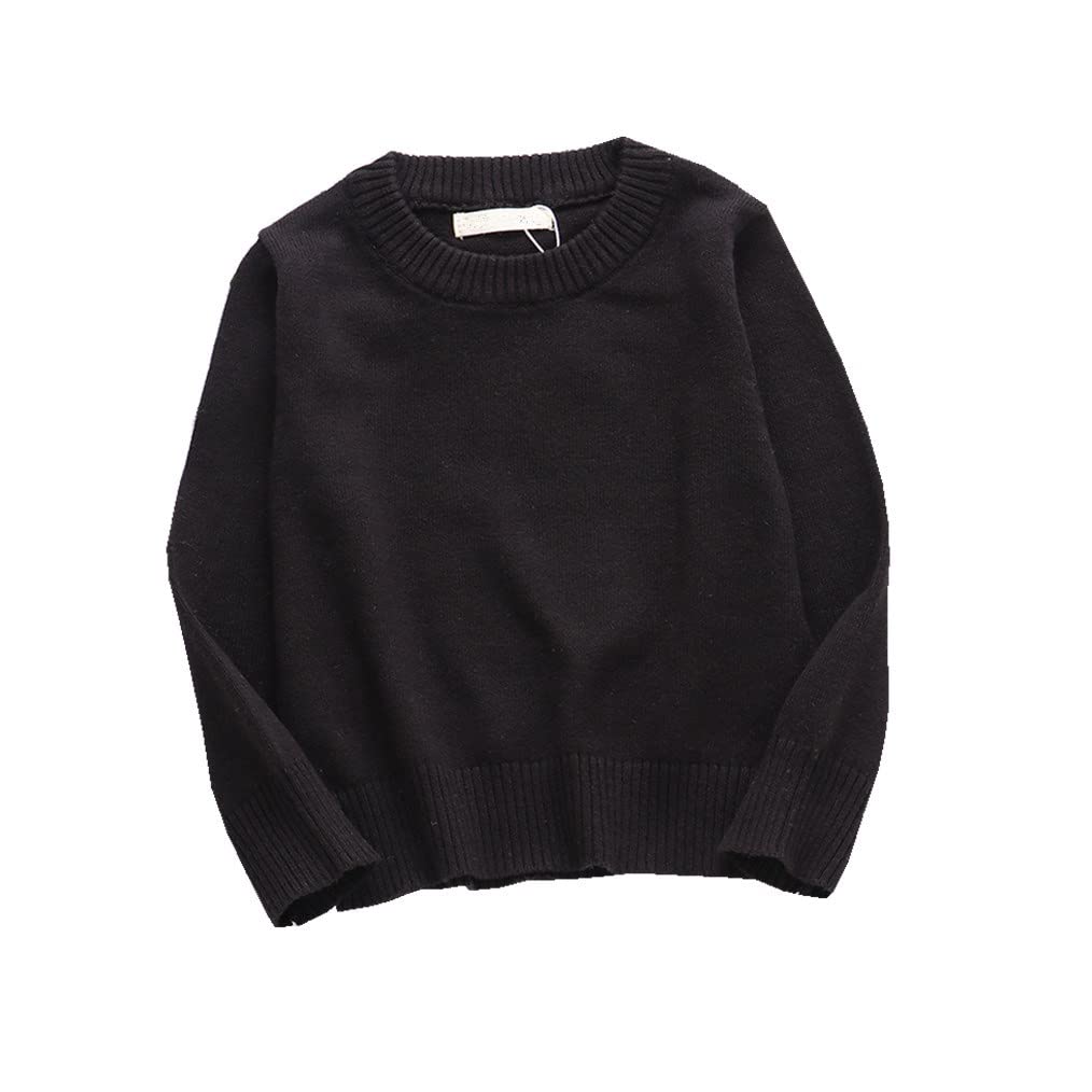 LNICEAR Toddler Baby Girl Boy Crewneck Pullover Knitted Sweaters Warm Long Sleeve Tops Fall Winter Clothes Black 3-4 Years