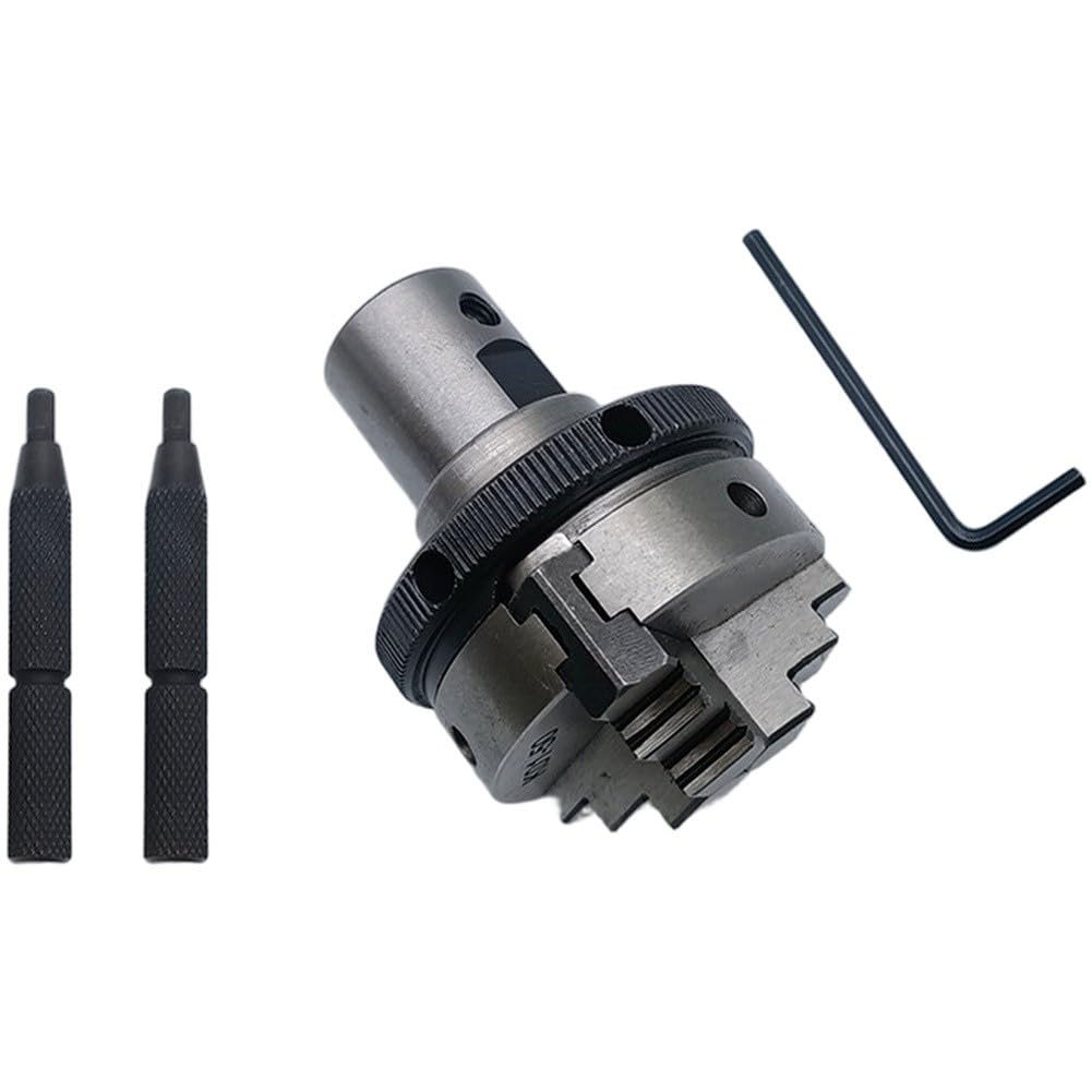 FACAIIO Portabrocas manual para carpintería, sujeción de 1 a 33 mm para rango, rosca M14 x 1, acero de alta dureza, plateado/negro