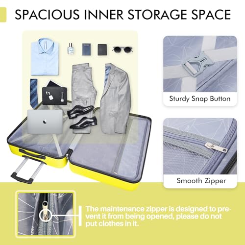 Image of AnyZip Hard Shell Suitcase Rolling Suitcase Travel Suitcase Lightweight PC + ABS Expandable Travel Suitcase Rolling Suitcase with TSA Lock and 4 Wheels, yellow, 20 inch Carry-On, Fashionable