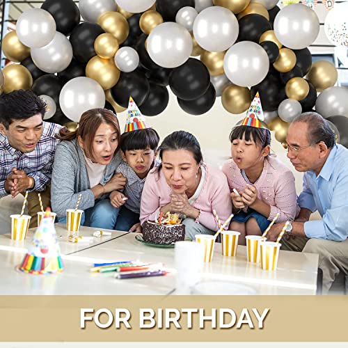 Image of Party Propz Metallic Balloons For Decoration - Set of 50 Pcs White, Black and Golden Balloons | Gold and Black Balloons For Birthday | Balloon Decorations For Birthday | Happy Anniversary Decorations