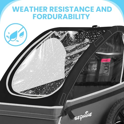 Image of Sepnine Kids Bike Trailer, Suitable for 1 to 2 Kids, 12+ Months, Quick Attach to Bike, Foldable, with 5-Point Harness and Storage Bags