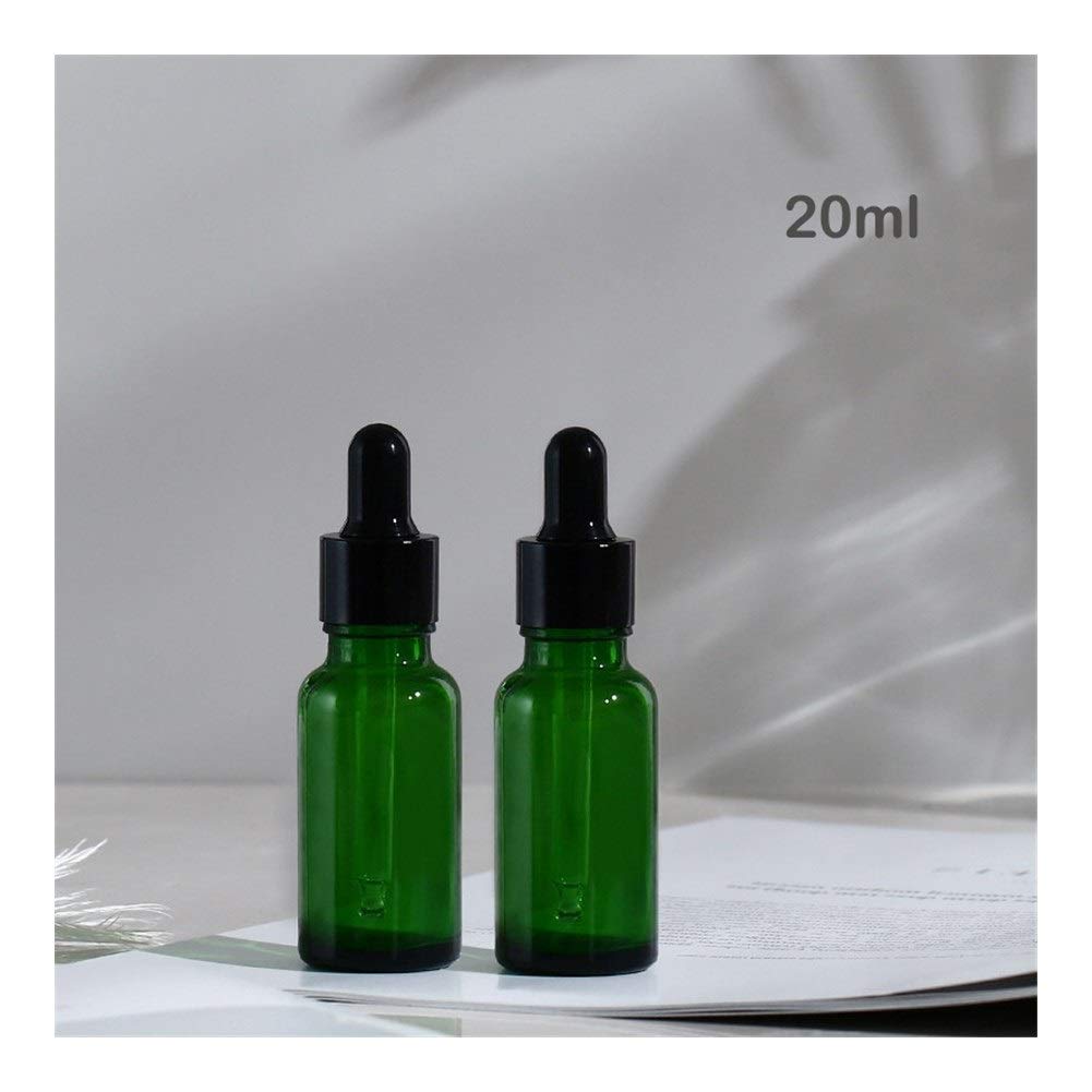 Casa de repuesto vacía MASCOTA Botellas 20pcs 5ml-100ml botellas vacías de vidrio ámbar cuentagotas esencial de aromaterapia verde gota del aceite de la botella de líquido reactivo Pipetear recargable