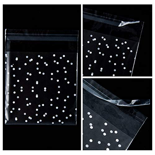 200 Pcs Self Adhesive Cookie Bags Cellophane Treat Bags Thank You Cookie Bags for Gift Giving with Stickers(4x4in)