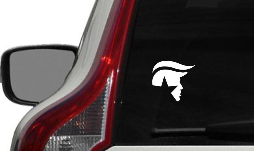Trump Face Hair Logo Car Vinyl Sticker Decal Bumper Sticker for Auto Cars Trucks Windshield Custom Walls Windows Ipad MacBook Laptop and More (White)