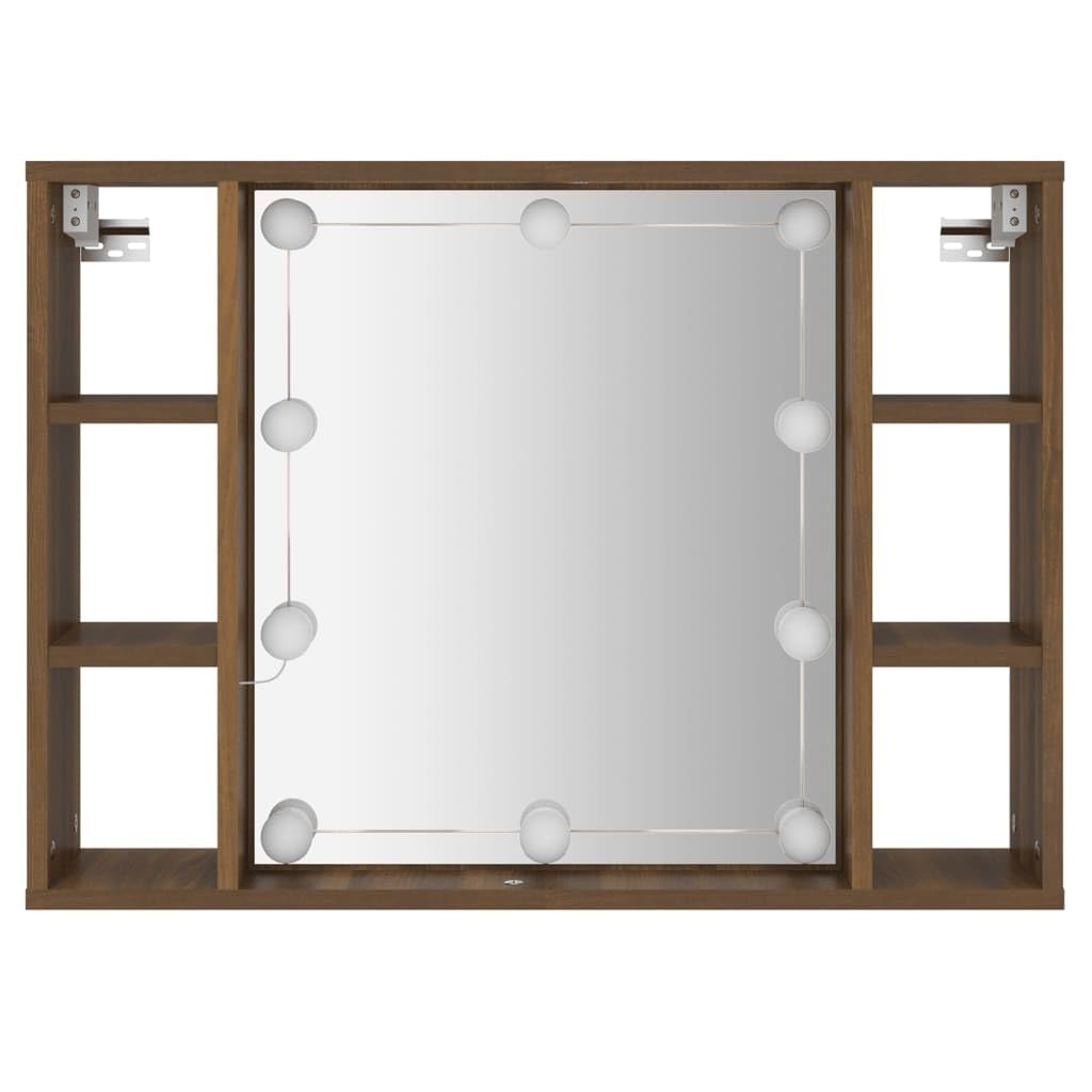 Genérico Mueble con Espejo y LED Color Roble marrón 76x15x55 cm,Armarios y almacenamiento-820447