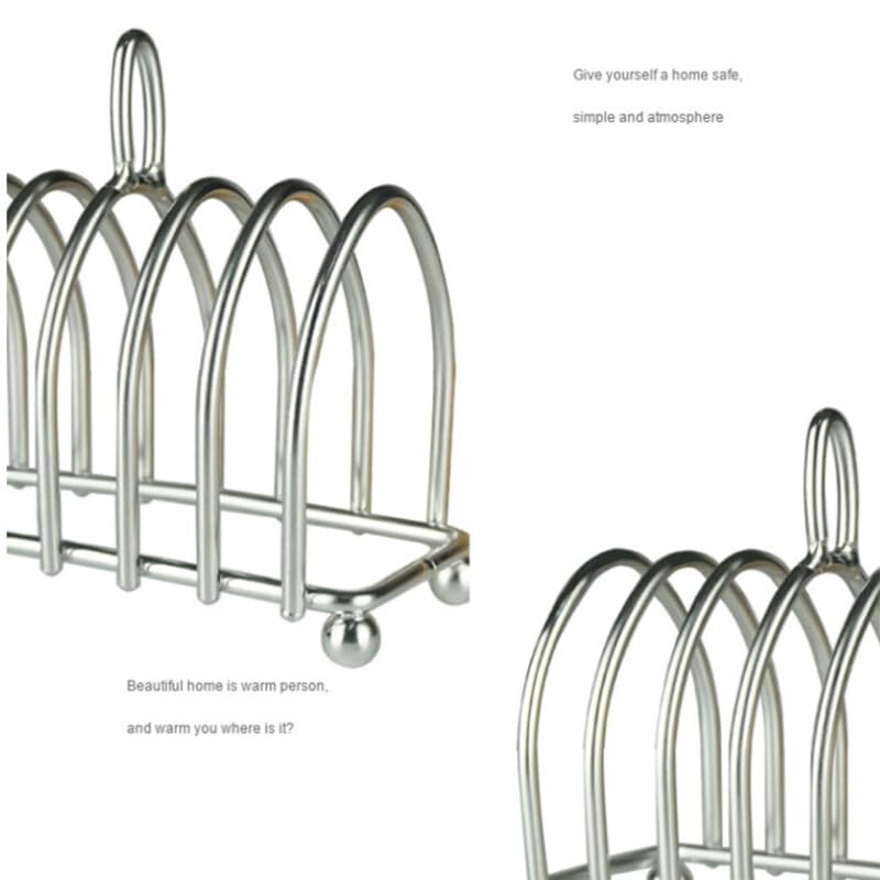 Supporto Toast In Acciaio Inox Per 6 Fette - Porta Pane Con Maniglia Per Colazione E Buffet