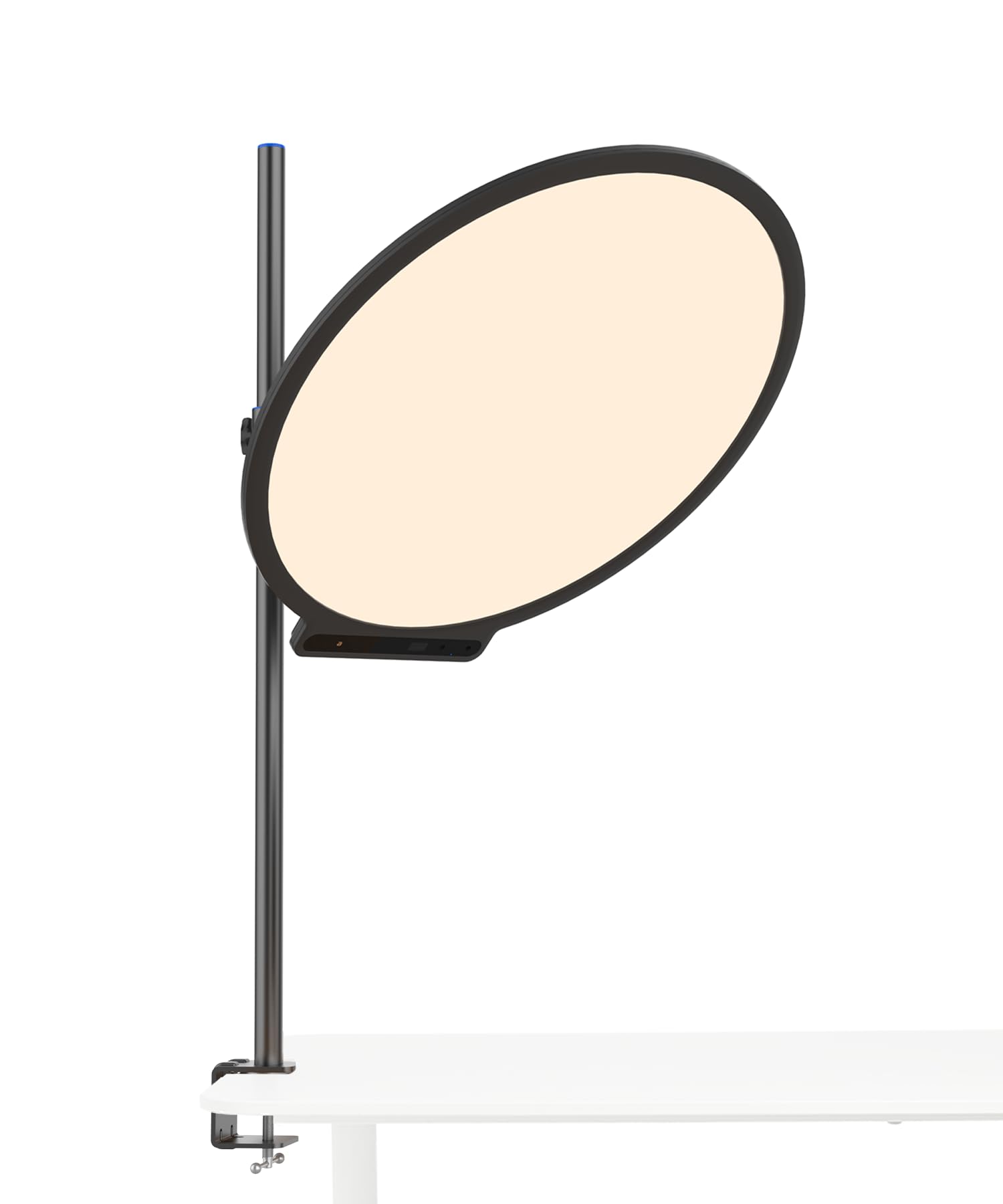 amaran Verge Max 22" Luce circolare bi-colore per scrivania o studio, pannello LED edge-lit, 2700K–6500K, CRI 96, controlli frontali & alimentazione USB-C, con morsetto da scrivania – Carbone