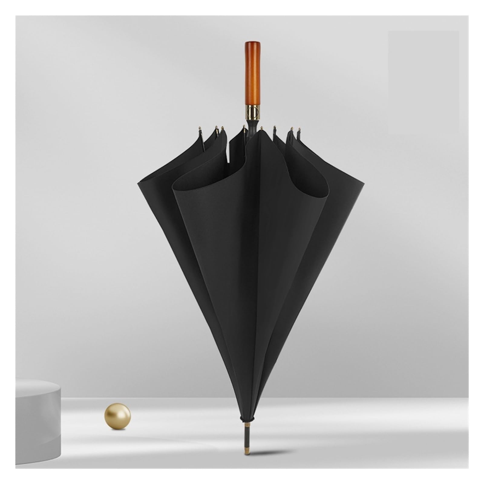 Parapluie Parapluie d'affaires Parapluie rétro à poignée en Bois Parapluie Automatique à Long Manche for Hommes et Femmes Double Couche Couleur Unie Grand Parapluie Umbrella(A)