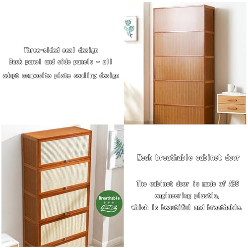 Generico Mobiletto Porta Scarpe, armadietto per corridoio, scaffale per Scarpe, Copri cassetti, Panca Pieghevole per Ingresso, mobiletto Porta Scarpe in bambù per corridoio - Scarpiera Elegante con a