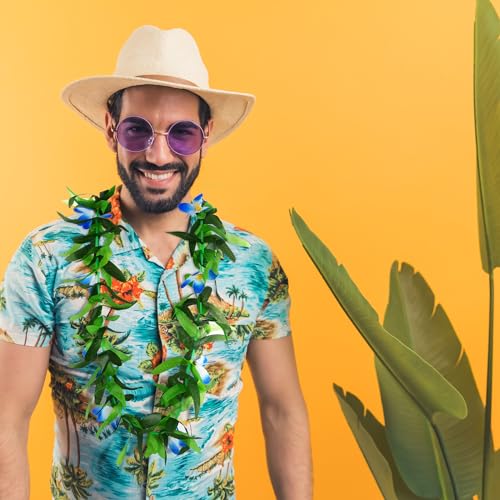 Collares hawaianos leis de flores artificiales tropicales guirnaldas luau para fiesta playa 8