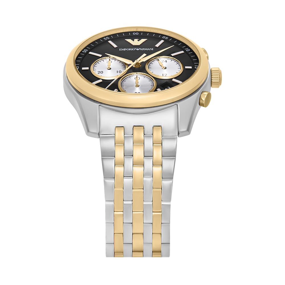 Emporio Armani Orologio da uomo, movimento al quarzo con cronografo e cassa 41mm con cinturino in acciaio o in pelle