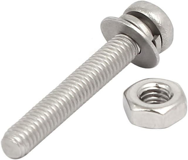 Sourcingmap M3x20mm 304 Stainless Steel Phillips Pan Head Bolt Screw Nut w Washer 35 Sets - Image 4