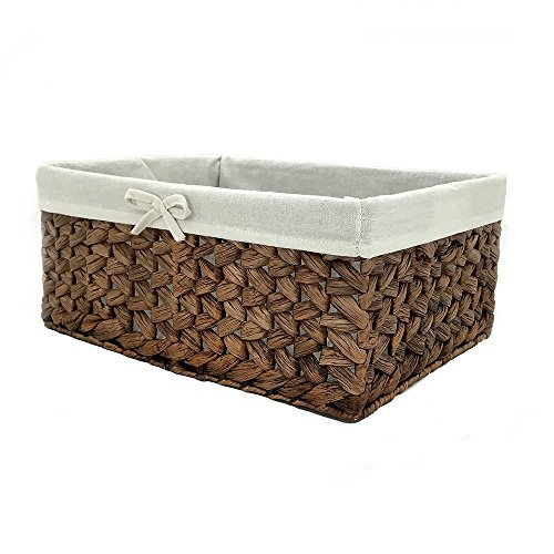 Rectangular Woven Seagrass Storage Bins With Handle,Kingwillow. (Water Hyacinth, Medium) #TOP2