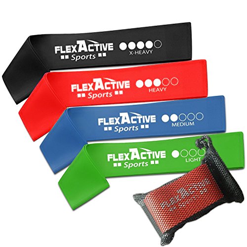 Resistance Loop Bands - Set of 4 Fitness Exercise Bands for Fitness Workouts - Stretching and Physical Therapy