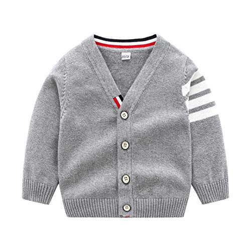 Baby Boy Cardigan Cotton Sweater Long Sleeve Knit Pullover Toddler Button-up Outerwear,Grey,9-12M