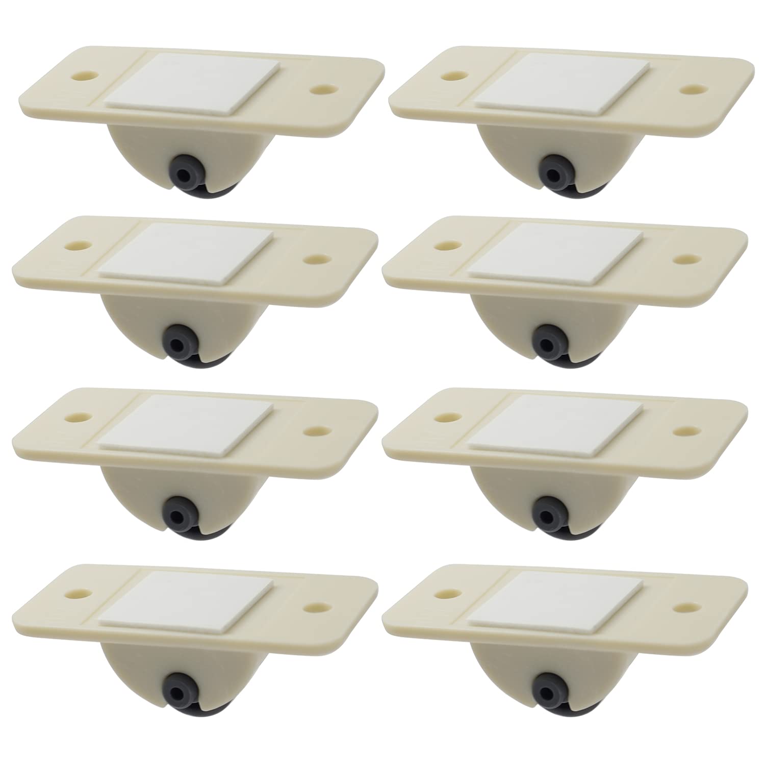 Casoter Mini Self-Adhesive Non Swivel Castor Set Strong ABS Plastic Wheel for DIY Furnitures 8 Pack