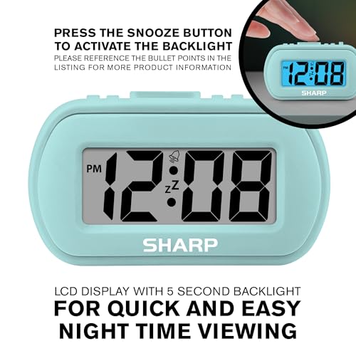 Sharp Rubberized Battery Travel Alarm Clock