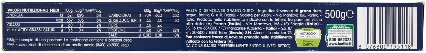 Italian Gourmet Bavettine N.11 pâtes italiennes de blé dur 20 x 500g