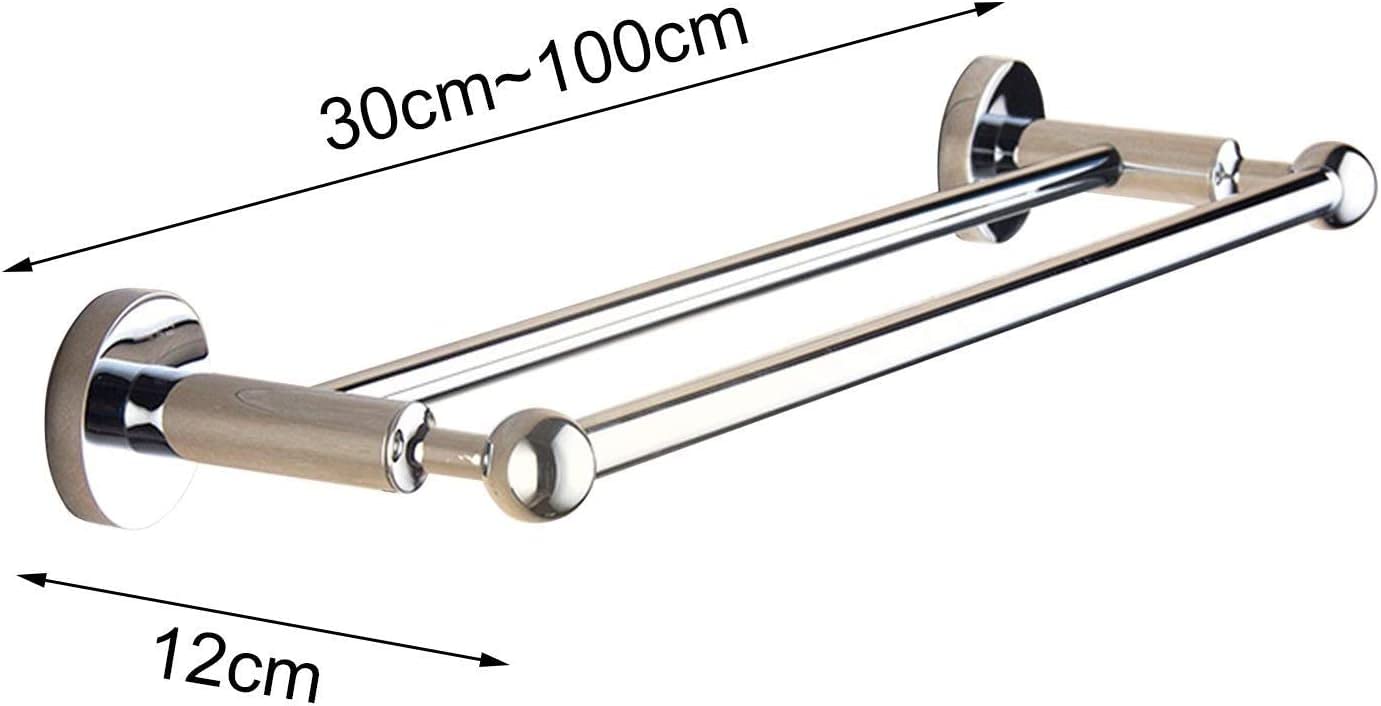 Toallero doble de acero inoxidable, soporte para toallas de baño montado en la pared, acabado cepillado, 30 cm y 90 cm, opciones ideales para baño y cocina, solución de ahorro de espacio
