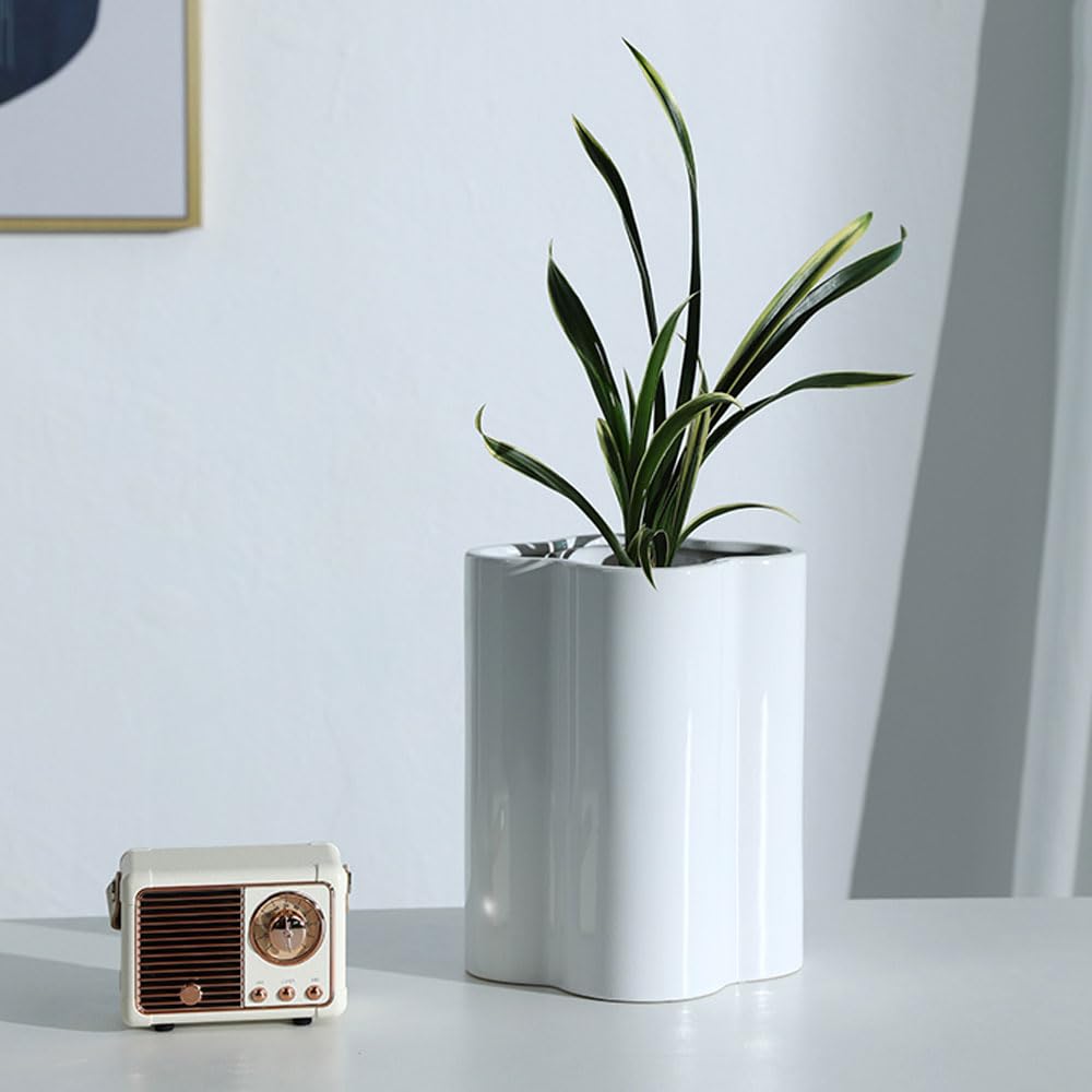 Nowoczesna biała ceramiczna doniczka na rośliny z otworem drenażowym 18 cm wysokości wewnętrzna doniczka na sukulenty i rośliny oddychający pojemnik na rośliny do dekoracji domu